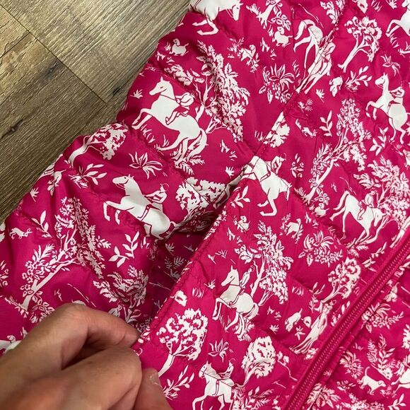 Ariat Down Puffer Vest Pink Horse Pattern Equestrian Full Zip XS/S *Read - Picture 8 of 10